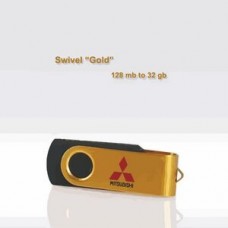 Swivel Gold Flash Drive - 16 GB Memory